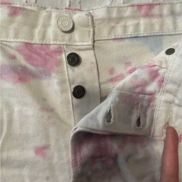 GRLFRND Women’s Tie Dye Rigid Denim Jean Shorts Size 31 White Multicolour - Picture 4 of 5